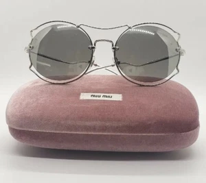 MIU MIU Sunglasses Metal Silver Mirror SMU 505. Authentic, with Case. Italian. - Picture 1 of 5