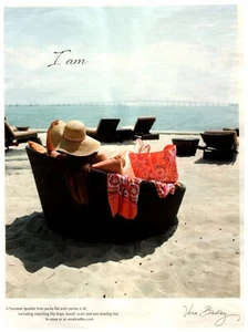 2015 Vera Bradley - Lady On Beach Relaxing Wearing a Hat - Magazine Print Ad - Picture 1 of 1