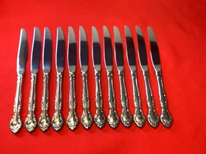 Oneida Silverplate Affection Dinner Dessert Knives 8 3/4” Set Of 12 - Picture 1 of 12