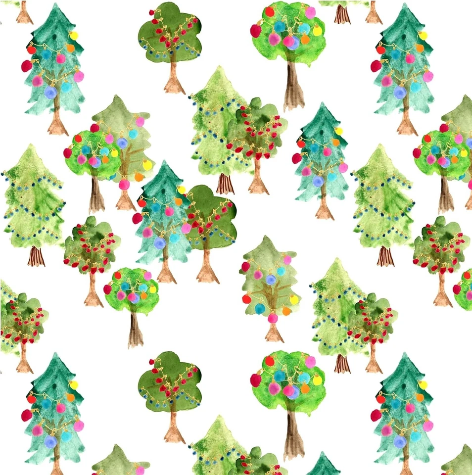Michael Miller Christmas Tree of Lights Cotton Fabric on White BTY  36" x 44" - Image 1 of 1