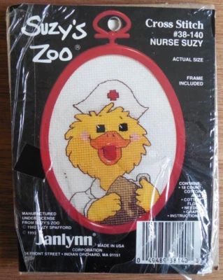 NEW  Janlynn  "Suzy's Zoo" Cross Stitch Kit 38-140  "Nurse Suzy"  w 3x4 Frame - Image 1 of 3