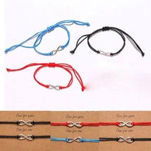 Bracelet Lover Couple Infinity Friendship Wish You Me Charm Promise Gift - Picture 1 of 11