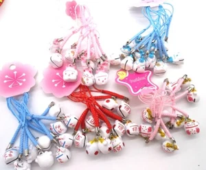 New 50 pcs Cartoon Cat Jingle Bells Lanyard DIY Making Accessories keychians - Picture 1 of 2