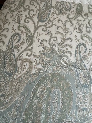 Funda nórdica Pottery Barn Colette cachemira verde azul crema cama completa/queen bonita Foto 1 de 4