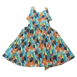 Coco Au Lait Guacamaya Dress Blue Multicolor Parrot Tropical Tie Back NWT Sz 8Y - Picture 1 of 8