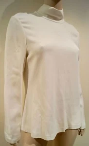 CALVIN KLEIN COLLECTION Winter White High Neck Jersey Stretch Sweater Top 8/44 - Picture 1 of 5