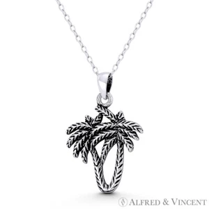 Colgante de muñón de playa boho palmera de coco tropical en plata esterlina 925 oxidada - Imagen 1 de 1
