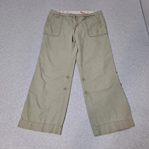 Vintage Old Navy Pants Women 12 Green Low Rise Wide Leg Baggy Convertible Y2K - Picture 1 of 8