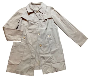 Vintage 1960s 1970s Mod Gogo Short Trench Leisure Disco Jacket Khaki Safari S - Picture 1 of 8