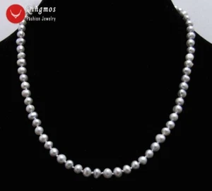 5-6mm Round Natural Freshwater Gray Pearl Necklace for Women Chokers 17'' n6303 - Picture 1 of 24