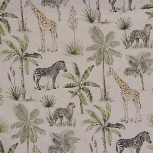 Safari Linen 140cm Fabric Cotton Jungle Animal Zoo Curtains Blinds Upholstery - Picture 1 of 6