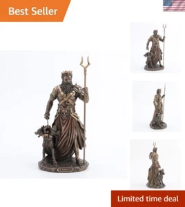 Antique Bronze Hades with Cerberus Statue - Intricate Greek God Figurine (10.6") - Picture 1 of 10