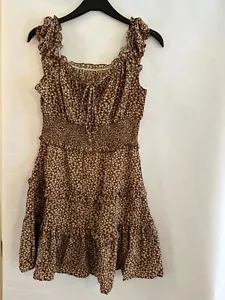 Damen braun/khaki Blumenmuster Freizeit Strandkleid - Bild 1 von 3