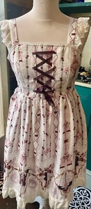 Diamond Honey Skull Gothic Lolita Print Dress - Size 8 BNWT - Picture 1 of 12