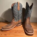 Circle G by Corral men’s Tan/Blue Western Boot Square Toe Size 9 D EUC!  $164!