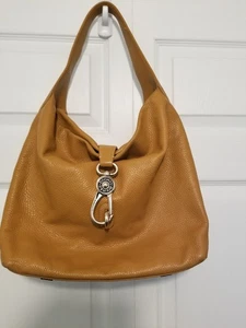 Dooney & Bourke Hobo Handbag Pebbled Leather Samba Logo Lock Toffee Footed READ - Picture 1 of 10