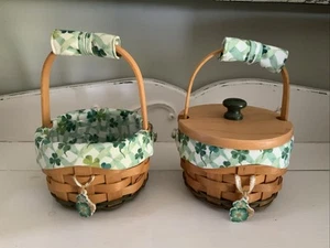 2 Longaberger Lucky You Baskets St Patrick's Day Protectors Liners TOs & 1 Lid - Picture 1 of 7