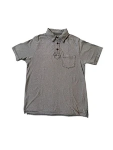 Relwen Black/White Striped Polo Shirt Short Sleeve Casual Modern Fit Mens Medium - Picture 1 of 6