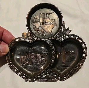 Cenicero/bandeja de baratija de metal conmemorativo de Texas de colección cobre o latón - Imagen 1 de 2
