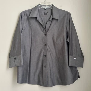Foxcroft bügelfreie Bluse Shaped Fit Knopfleiste Hemd Damen 20W grau Baumwolle 3/4 Slv - Bild 1 von 10