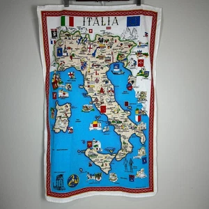 Vintage Italia Italy Baumwolle Reise Souvenir Geschirrtuch - Bild 1 von 9