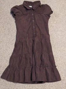 Sz 6X - Girls Beautiful Brown Ruffle Suede - like Fall Autumn Dress - Picture 1 of 1
