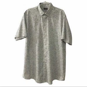 Van Heusen Tall Fit White w/ Black Print Wrinkle Free Short Sleeve Shirt 17.5 - Picture 1 of 7