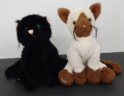 Lot Of 2 Webkinz Cats Siamese Cat And Black Cat 7" Plush Ganz Stuffed Animals - Image 1 of 4