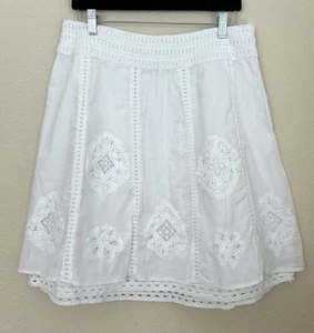 Apt. 9 A line White Cotton Skirt Embroidered Lace Knee Length Sz 12P - Picture 1 of 11