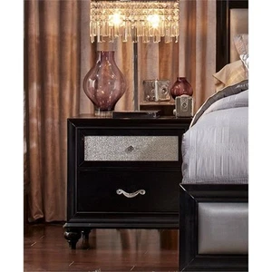 Coaster Barzini 2-Drawer Wood Nightstand with Tapered Leg in Black - Picture 1 of 3