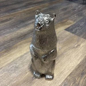 Unique POTTERY BARN BEAR Metal MARTINI COCKTAIL SHAKER SET! Top Quality Cabin - Picture 1 of 9