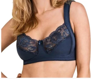 size 38D Miss Mary of Sweden Lovely Lace Bra Full Soft Cup dark blue new - Picture 1 of 2