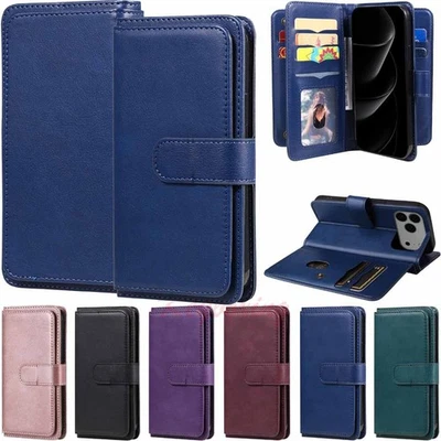 Leather Multi Card Wallet Phone Case For iPhone 17 16 14 13 15 12 11 Pro Max Air - Image 1 of 4