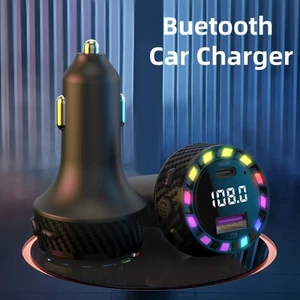 Wireless Bluetooth 5.3 FM Transmitter for Radio, USB C Fast Car Charger Adapter - Picture 1 of 12