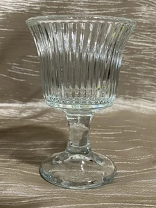 Vintage Votive Candle Holder Clear Glass Ribbed Pattern Sherry/Goblet/Chalice - Foto 1 di 6