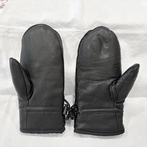 Lauer Damen Pebbled schwarze Leder Fäustlinge mit individuellem Handschuh Fingerfutter MED - Bild 1 von 6