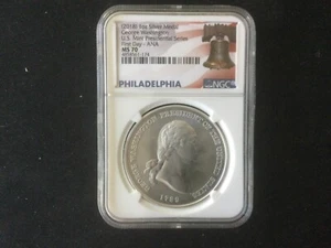 1 Oz. Silver Medal Ms 70. 2018 GEORGE WASHINGTON First Day NGC - Picture 1 of 2