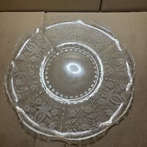 FOSTORIA ORCHID BOWS AND RIBBONS ETCHED 14" Rolled Edge Round Platter - Picture 1 of 7