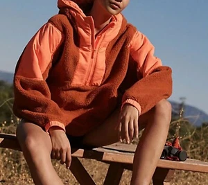 NEW Free People Movement Lead The Pack Pullover Fleece L Large Neon Coral Hoodie - Picture 1 of 5
