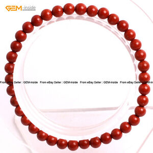 Mens Womens Natural Red Jasper Stone Beads Energy Healing Stretch Bracelet 7"