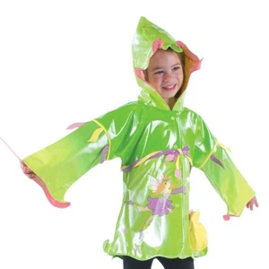 Kids Waterproof Jacket Childrens Coat Green Fairy Hooded Raincoat Mac Kidorable - Picture 1 of 4