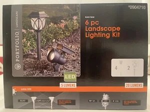 Portfolio Landscape 6 Pc Solar Path & Flood Light Kit. 5 Lumens Color Black - Picture 1 of 5