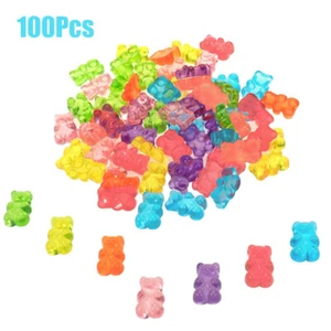 100Pcs Gummy Bear Charms Resin Jewelry Making Supplies DIY Nail Art Craft Decora - Picture 1 of 10