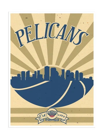 New Orleans Pelicans Poster Sunset Design Art Print Man Cave Decor 12x16" Cover