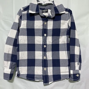 Oshkosh Jungen Hemd Button Down blau weiß kariert langarm Größe 5 Baumwollhemd - Bild 1 von 4
