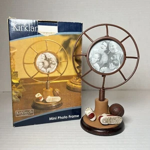 Kirkland Basketball Ball & Towel Mini Photo Frame 6.5” Tall Boys Room Wood Metal - Picture 1 of 8