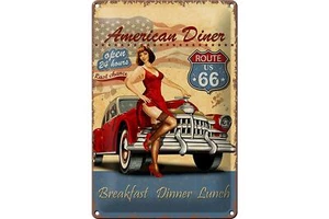 Blechschild Retro 20x30 cm Pinup American Diner Breakfast Deko Schild tin sign - Picture 1 of 5