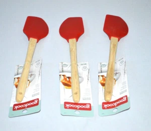 Good Cook Essentials Set of 3 Silicone Spatulas Wood Handle - Picture 1 of 2