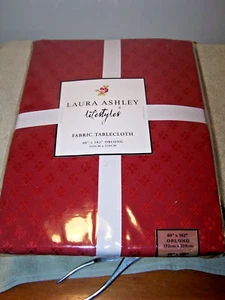 New LAURA ASHLEY 60x120 OBLONG TABLECLOTH HOLIDAY FABRIC RED 60 X 120 - Picture 1 of 4