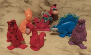 6 Vntg FLINTSTONES Post PEBBLES Cereal Premium Figures Fred Dino Dinosaurs - Picture 1 of 8